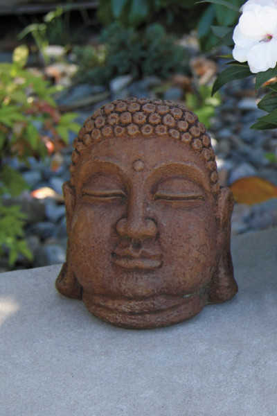 Head Buddha Face Bust Sculpture Cement Unique Portrait Artwork